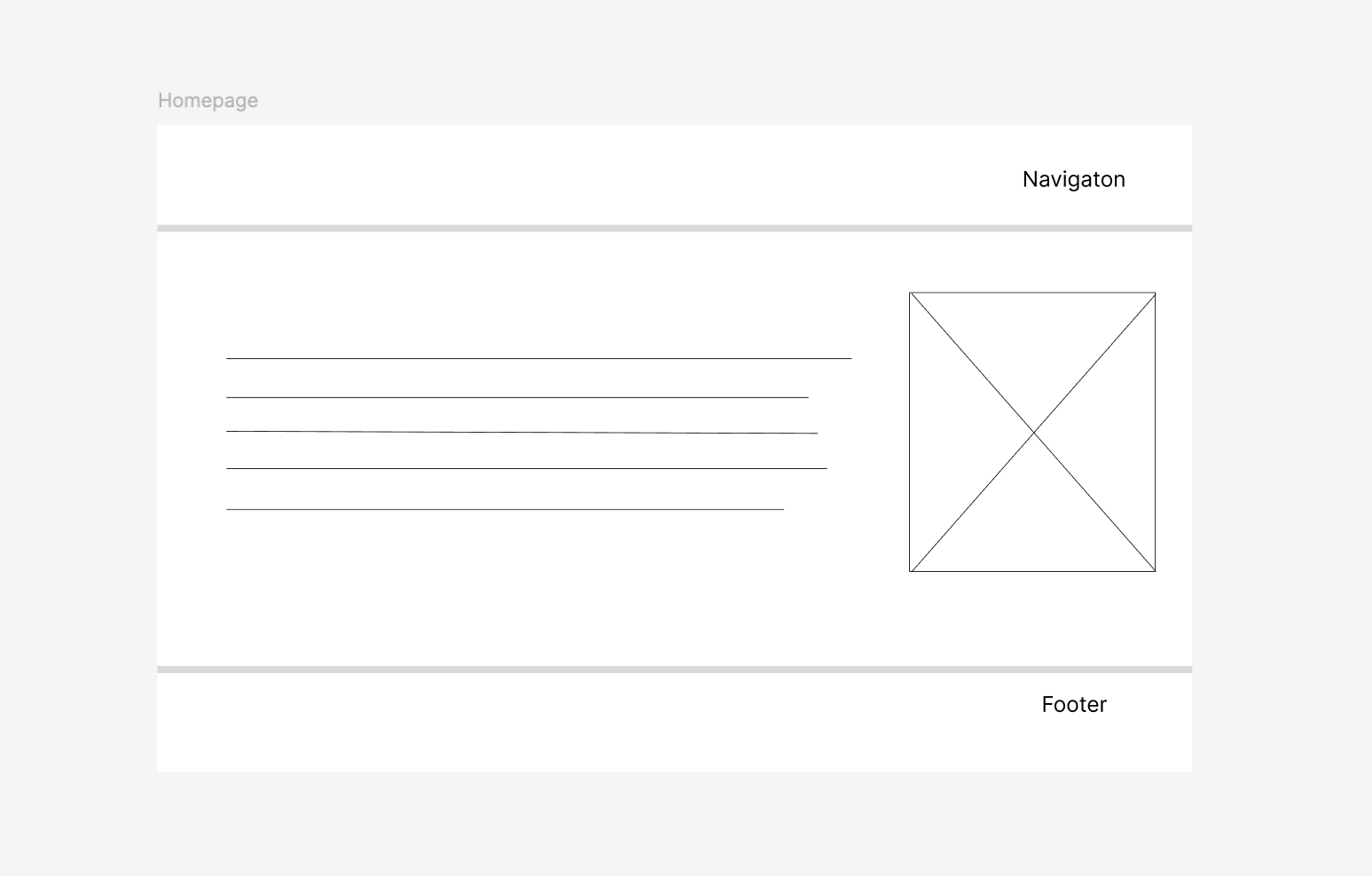 Homepage wireframe on Figma